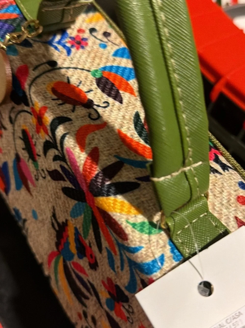 I Love Artesanal Green Floral Top-Handle Women’s Bag